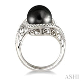 Black Pearl & Diamond Ring