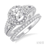 1 1/4 Ctw Diamond Wedding Set with 1 Ctw Round Cut Engagement Ring and 1/4 Ctw Wedding Band in 14K White Gold