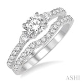 1 1/4 Ctw Diamond Wedding Set with 7/8 Ctw Round Cut Engagement Ring and 1/3 Ctw Wedding Band in 14K White Gold