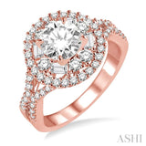 1 Ctw Diamond Semi-mount Engagement Ring in 14K Rose Gold
