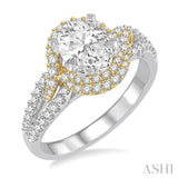 3/4 Ctw Round Cut Diamond Semi-Mount Engagement Ring in 14K White and Yellow Gold