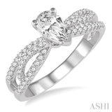 1/3 Ctw Entwined Pear Shape Semi-Mount Diamond Engagement Ring in 14K White Gold