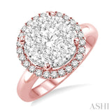 2 Ctw Lovebright Round Cut Diamond Engagement Ring in 14K Rose and White Gold