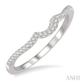 1/10 Ctw Arched Center Round Cut Diamond Wedding Band in 14K White Gold