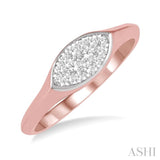 1/5 ctw Marquise Shape Lovebright Round Cut Diamond Ring in 14K Rose and White Gold