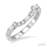 1/2 ctw Curved Baguette and Round Cut Diamond Wedding Band in 14K White Gold