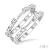 5/8 ctw Baguette and Round Cut Diamond Insert Ring in 14K White Gold