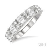 1 1/5 ctw Double Baguette and Round Cut Diamond Fashion Band in 14K White Gold