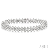 10 ctw Chevron Link Round Cut Diamond Tennis Bracelet in 14K White Gold