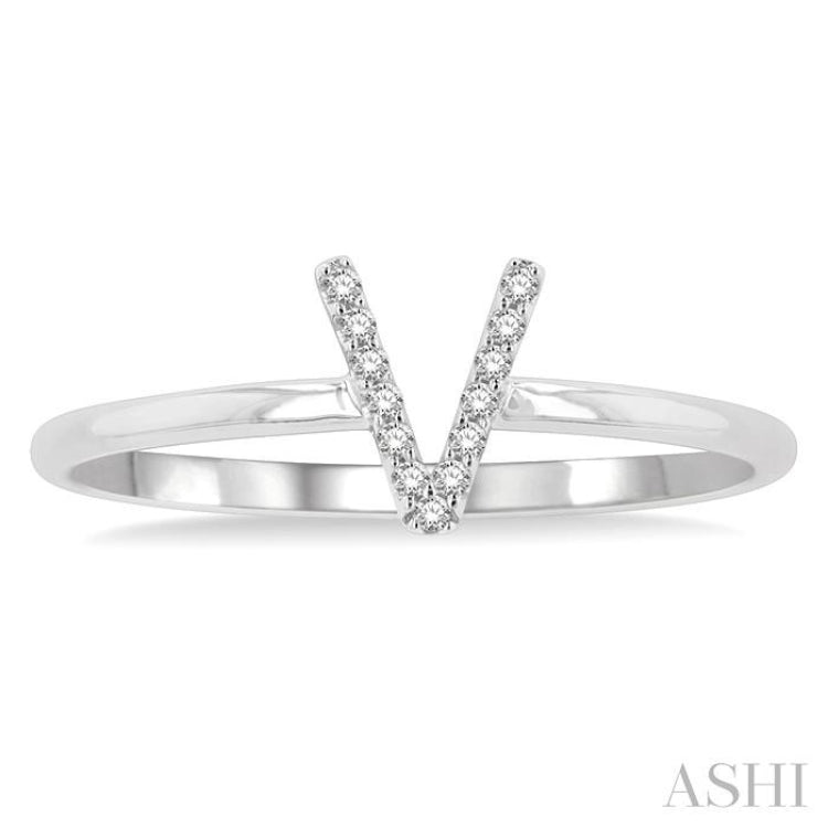 'V' Initial Diamond Ring