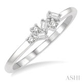 1/8 ctw Scatter Baguette and Round Cut Diamond Petite Fashion Ring in 14K White Gold