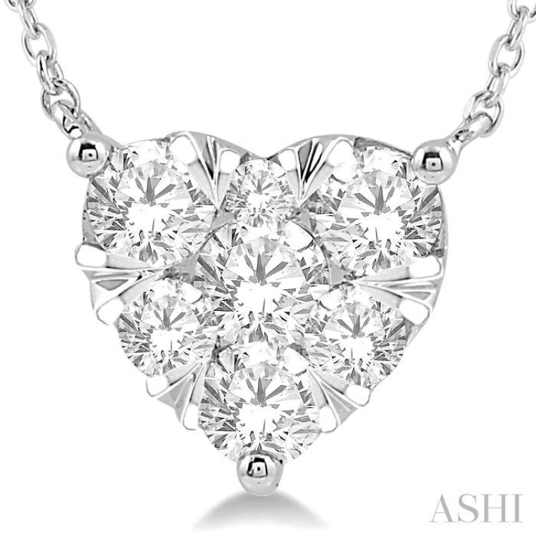 Unique Moments 1/4 Carat Round Cut Lab Grown Diamond Heart Pendant Necklace  in Sterling Silver (H-I, SI-I1), 18